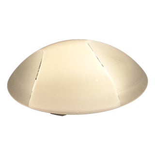 Vintage Ceiling Lamp with White Patterned Glass Shade on a White Metal Mount, 2000s For Sale