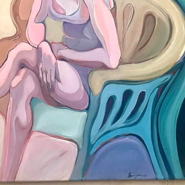 Vintage Boho Monumental Abstract Expressionism Original Oil on Canvas Signed and Dated 1969 For Sale - Image 10 of 12