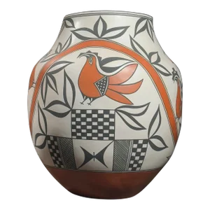 Monumental Acoma Polychrome Clay Pot by Florinda and Leland Vallo, Signed
