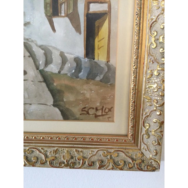 1970s 1970s Vintage Watercolor Framed Hand Painted Mediterranean Provincetown Portrait a Pair For Sale - Image 5 of 8
