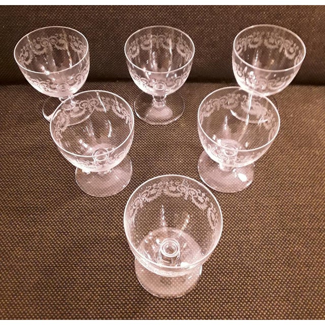 French Crystal Glass Wine Glasses from Baccarat, 1970s, Set of 6 For Sale - Image 3 of 9