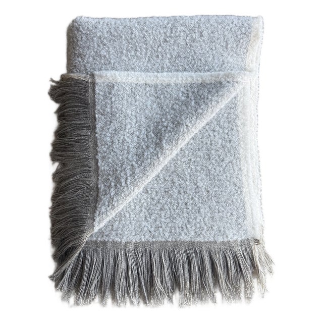 Cream Belgian Linen and Wool Throw For Sale