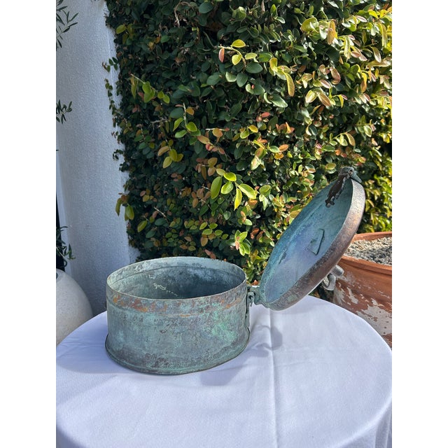 Vintage Verdigris Brass Lidded Box With Etched Detail For Sale - Image 13 of 13