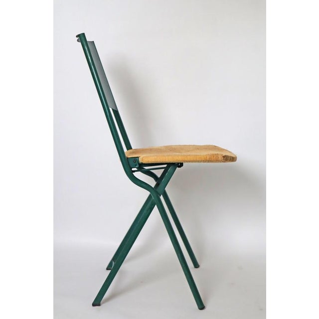 Green Mia Folding Chair with Rush Seat attributed to Giorgio Cattelan, Italy, 1980s For Sale - Image 16 of 18