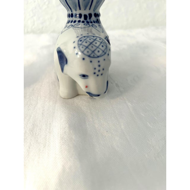 1980s Vintage Chinese Blue & White Imperial Elephant Candle Holders, a Pair For Sale - Image 5 of 7