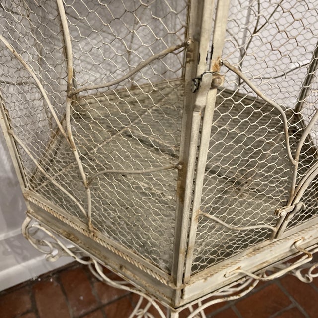 Metal Mid 20th Century Ornate Bird Cage For Sale - Image 7 of 7