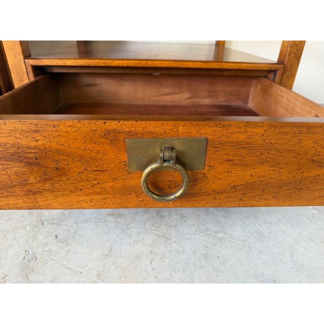 Vintage Henredon Hexagonal and Square Accent End Tables With Brass Details – A Pair For Sale - Image 12 of 12