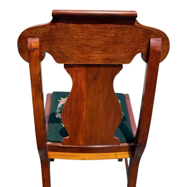 1940s Flame Mahogany Empire Side Chair With Needlepoint Seat For Sale - Image 13 of 16