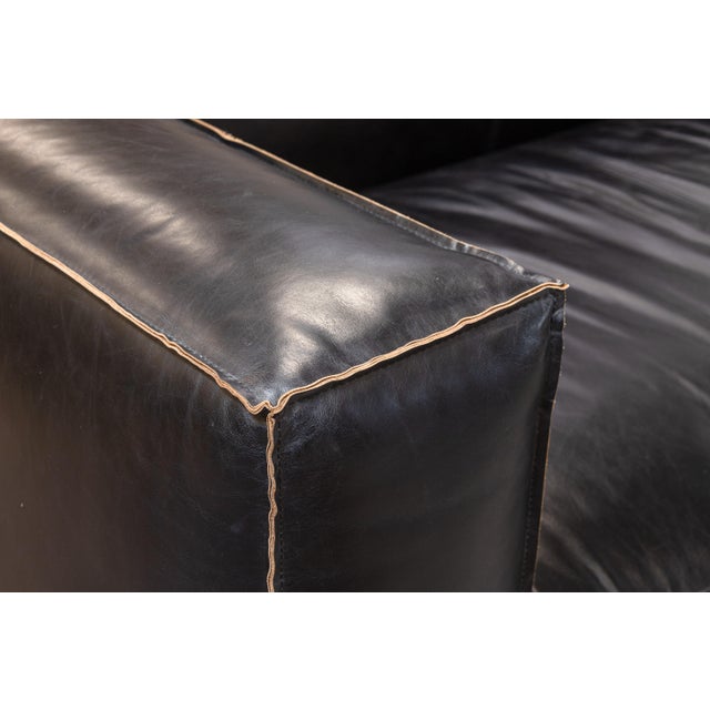 Contemporary Modern Four Hands Nolita Reverse Stitch Black Leather Sofa For Sale - Image 4 of 6