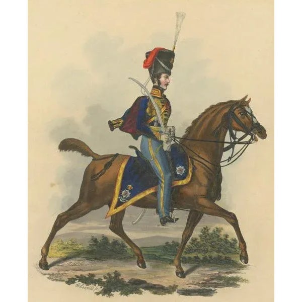 Hanoverian Guard Hussar Officer Elegance, Print For Sale - Image 3 of 8
