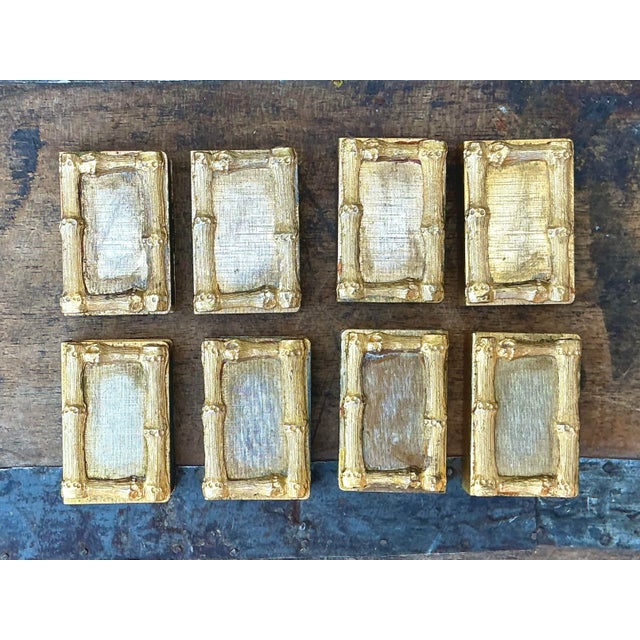 Vintage Gilt Bamboo Table Setting Personal Match Strikes - Set of 8 For Sale In West Palm - Image 6 of 12
