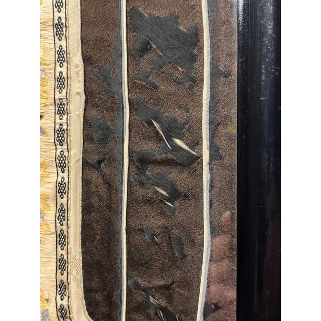 Textile 19th Century Finest Quality Chinese Silk Embroidery Panel Gold Thread Framed For Sale - Image 7 of 8