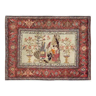 Galerie Shabab Collection Early 20th Century Handmade Caucasian Karabagh Pictorial Accent Rug For Sale