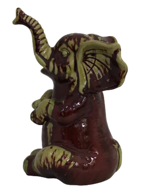 Ceramic Dark Red Baby Elephant Figurine