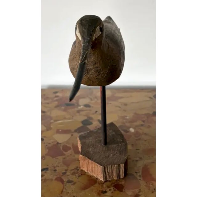 Vintage Hand Carved and Painted Wooden Shorebird, Folk Art For Sale In New York - Image 6 of 9