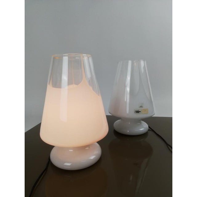 Glass Table Lamps in White Artistic Murano Glass from Prima Luce, Italy, 1970s, Set of 2 For Sale - Image 7 of 16