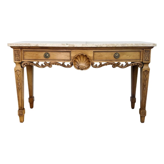 Late 20th Century Century Furniture Neoclassical Marble Top Console Table Made in Italy For Sale