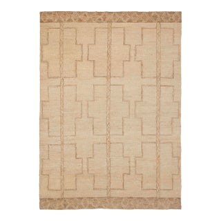 9x12Ft. Natural jute Beige Taureg Inspired Bohemian Soumek Jute Hand Woven Rug For Sale