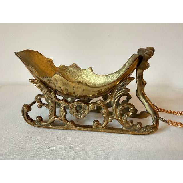 Vintage Brass Reindeer & Sleigh For Sale In Portland, OR - Image 6 of 11