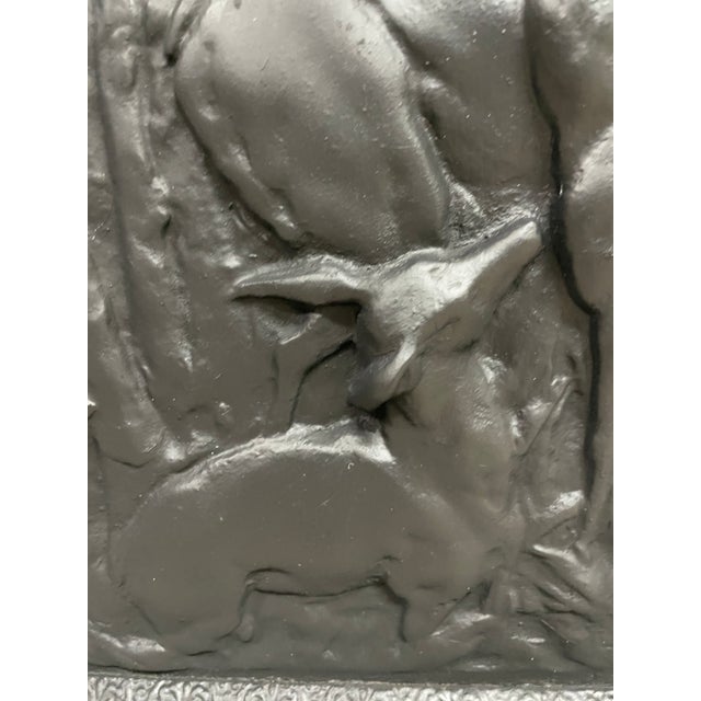 Exceptional 19th-Century 'Hospitality' Cast Iron Summer Cover — High-Relief Figural Scene 26" W X 28.5"h Cast Iron Fireplace Insert For Sale - Image 4 of 7