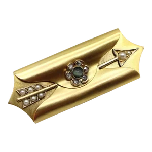 14k Gold Envelope Shaped Mourning Locket With Arrow