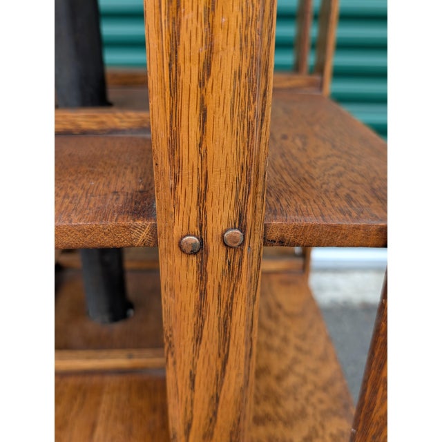 Antique John Danner Oak Five-Tier Revolving Bookcase, Canton Ohio For Sale - Image 13 of 18