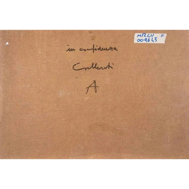 Alberto Gallerati, In Confidence, Oil Painting, 1970s For Sale - Image 4 of 5