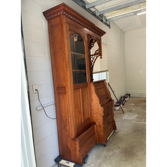 Antique American Empire Cherry Bookcase?Secretary For Sale - Image 9 of 10