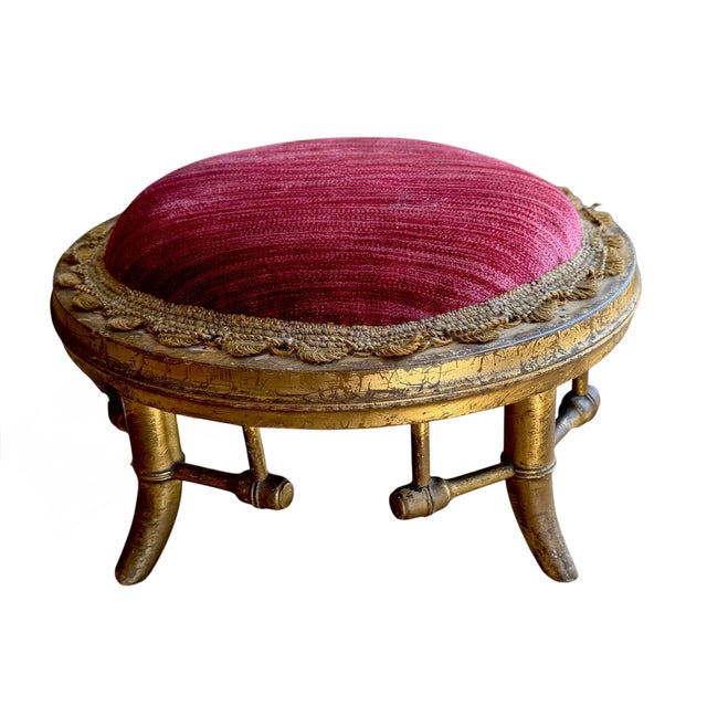 Traditional Antique Regency Style Faux Bamboo Petite Footstool For Sale - Image 3 of 3