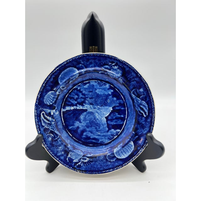 A Very Fine Antique Historical Blue Transfer Ware Decorated Pearlware Plate, "Trenton Falls" Circa 1820's Made by Enoch...