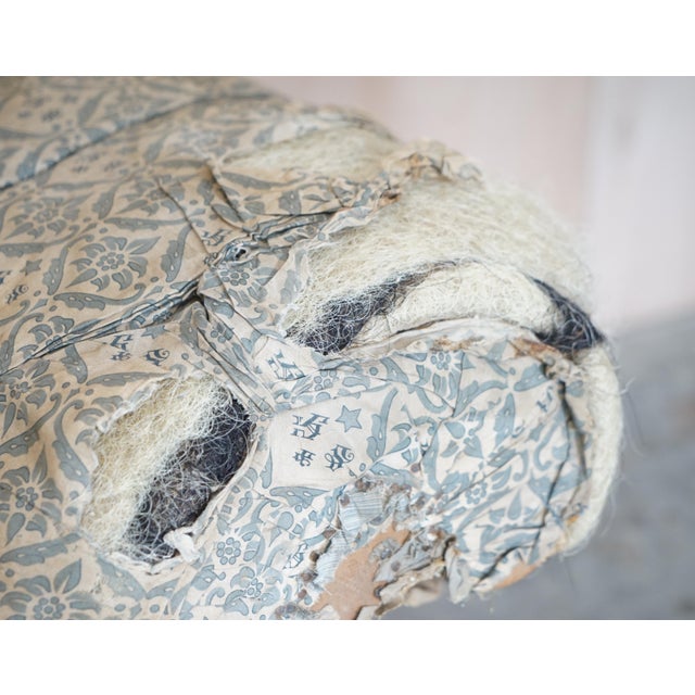 Wood Antique Victorian Chesterfield Sofa with Ticking Fabric from Howard & Sons For Sale - Image 7 of 18