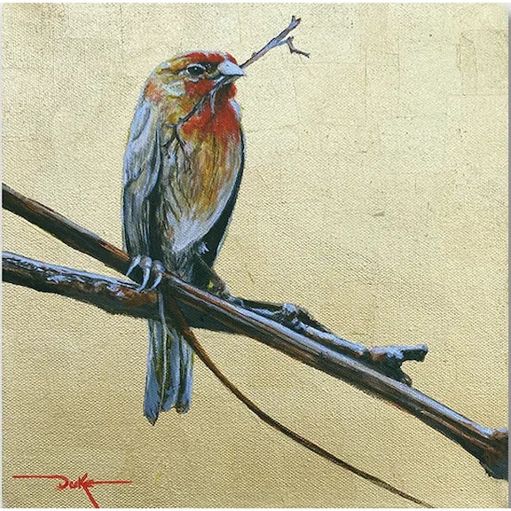 Duke Windsor's Realist Gold Leaf Painting "Springs Ahead" For Sale