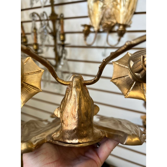 1930s Gilt Bronze Bat Candleholders- Set of 2 For Sale - Image 11 of 13