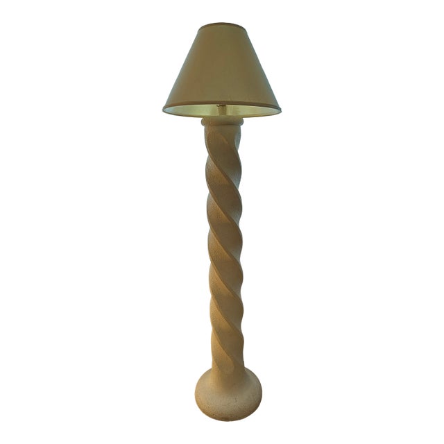 1980s Spiral Plaster Floor Lamp in the Style of Michael Taylor For Sale