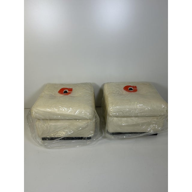 Cream Cassina Ottomans, 1980s, Set of 2 For Sale - Image 8 of 12