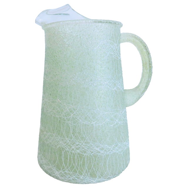 1950s Color Craft Spaghetti String Pitcher & Glasses For Sale - Image 4 of 6