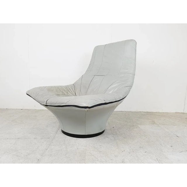 Gray Vintage Leather Lounge Chair attributed to Gerard Van Den Berg for Montis, 1970s For Sale - Image 8 of 10