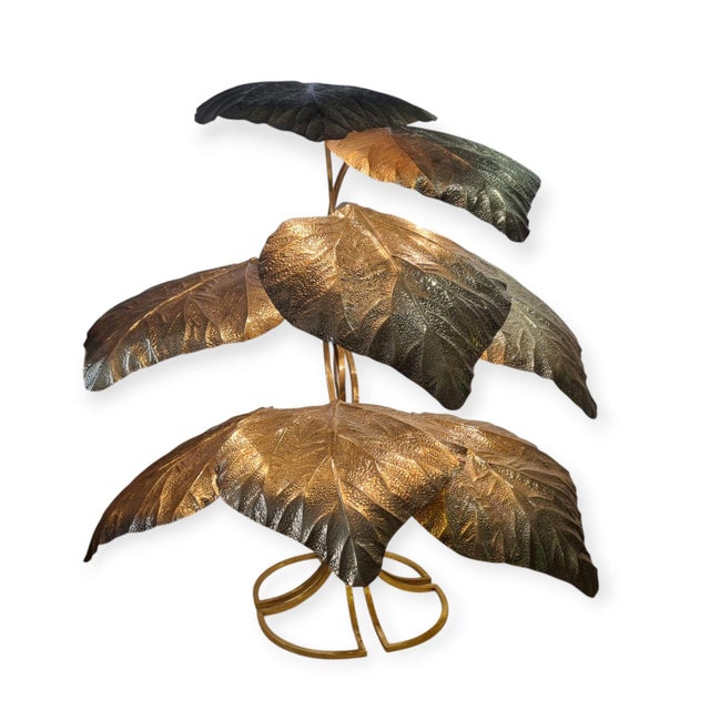 Brass Rhubarb Leaf Lamp by Tommaso Barbi, 1970s For Sale - Image 13 of 13