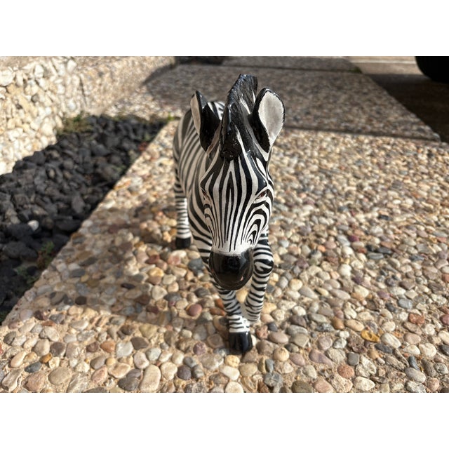 Mid-Century Modern 1960s Italian Glazed Terracotta Zebra Sculpture For Sale - Image 3 of 12