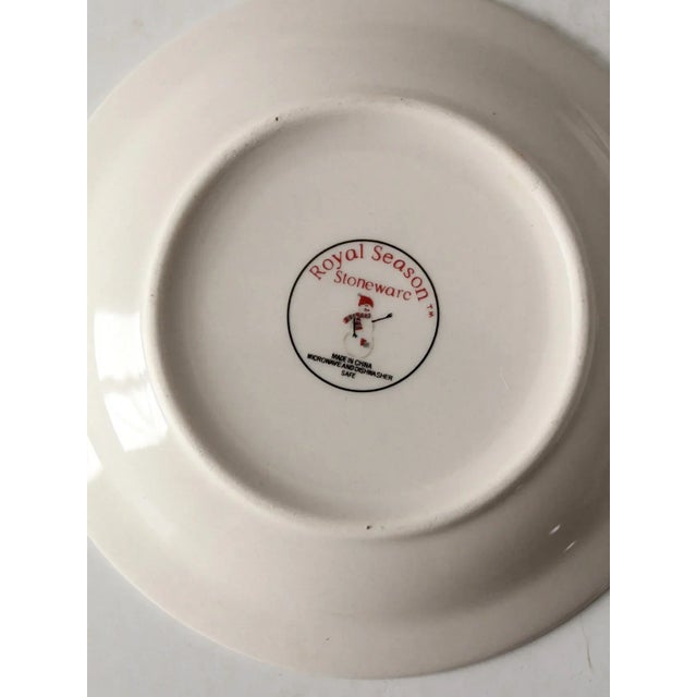 Ceramic Vintage Royal Season Stoneware Snowman Plates Set of 4 For Sale - Image 7 of 8