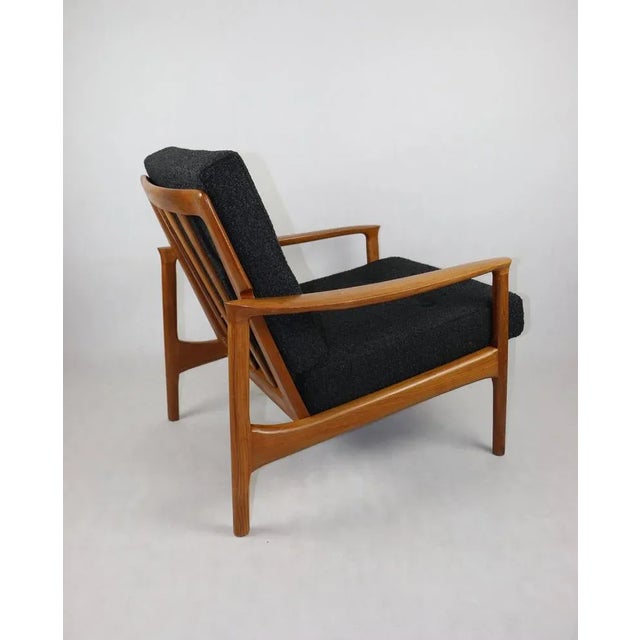 Wood Danish Black Bouclé Lounge Chair, 1970s For Sale - Image 7 of 12