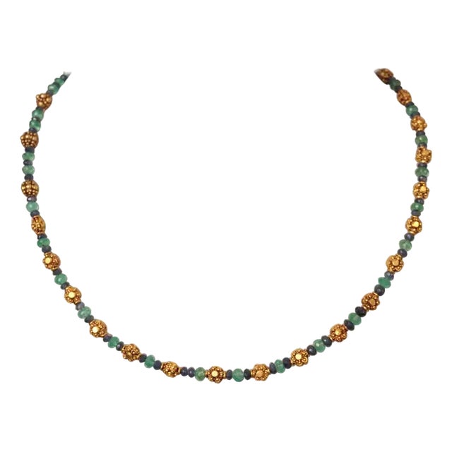 22 Karat Gold Sapphire and Emerald Necklace by Deborah Lockhart Phillips For Sale
