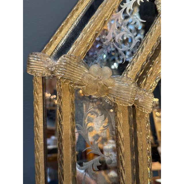 Vintage Italian Octagonal Flower Mirror For Sale - Image 4 of 6