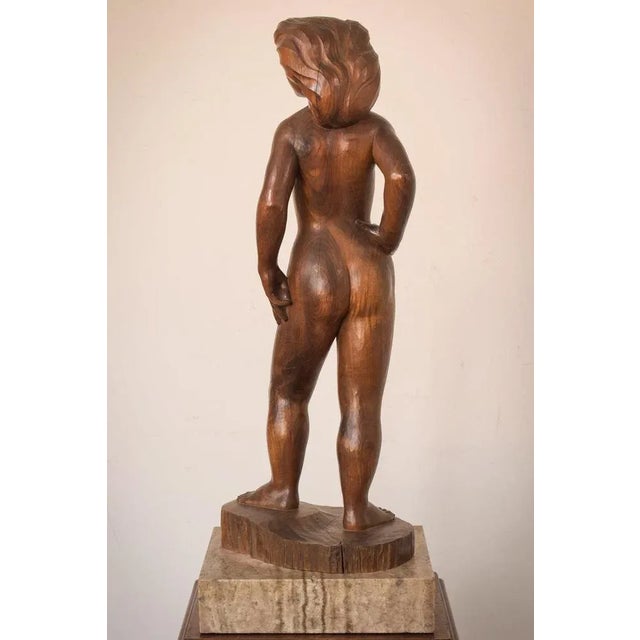 Wood Carved Female Nude with Stand For Sale - Image 11 of 17
