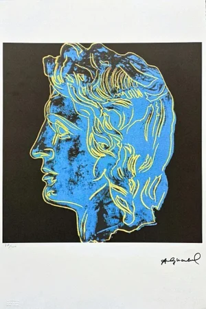 After Andy Warhol, ALexander the Great - Blue on Black Background, 1980s, Lithograph