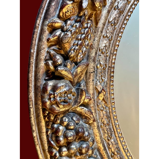 Large Round Gold Gilt Wall Mirror Ornate Florentine Regency 31''-Vintage-Baroque For Sale - Image 4 of 8