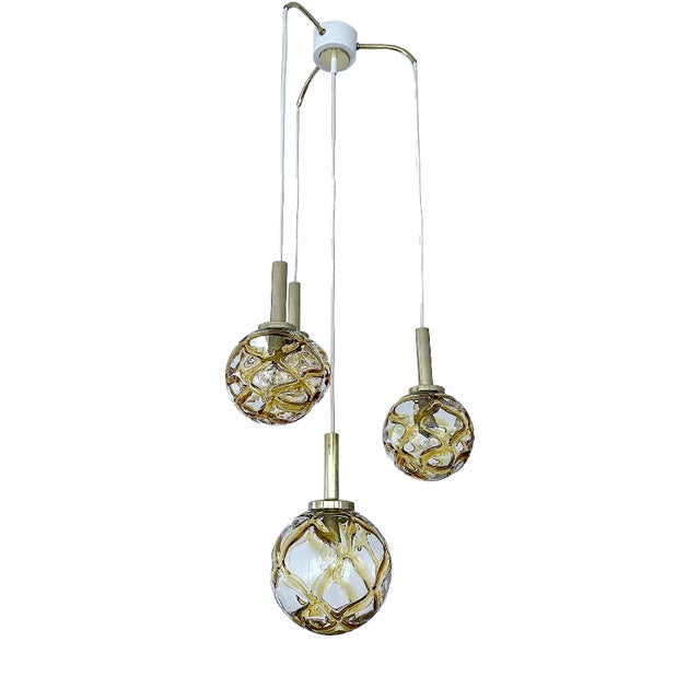 Vintage Glass Pendant Light from Doria Leuchten, 1970s For Sale