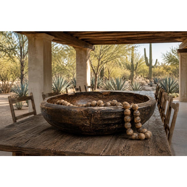 Brown Vintage Large Wood Baga Bowl For Sale - Image 8 of 8