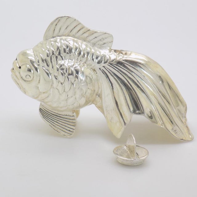 Metal Vintage Hungarian Silver Tropical Fish Shaped Salt and Pepper Shaker, 1950s For Sale - Image 7 of 17