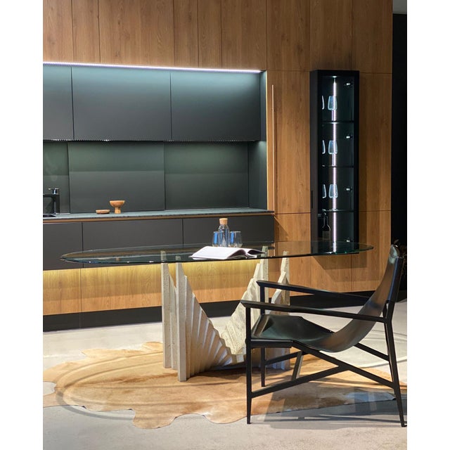 Vintage Travertine Dining Table in the style of Carlo Scarpa For Sale - Image 6 of 8